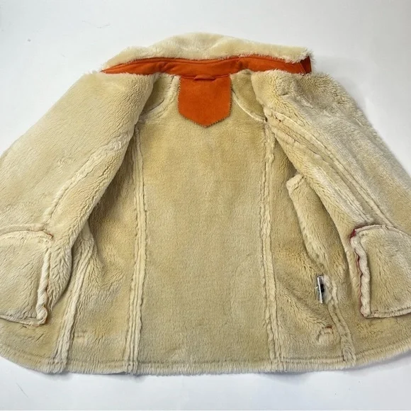 RARE Vintage Von Dutch Y2K Pink & Yellow Suede Blue Denim Faux Fur Bomber Jacket - Picture 6 of 16